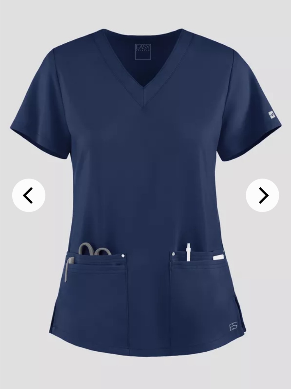 -Easy STRETCH Lina Mitered Women's 4-Pocket V-Neck Scrub Top-Navy- Set of 5